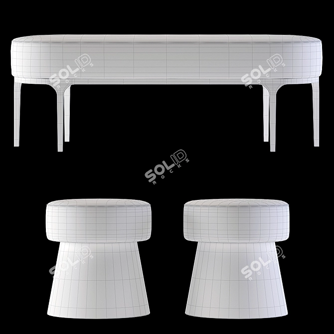 Modern Metal Benches by Bernhardt 3D model image 3