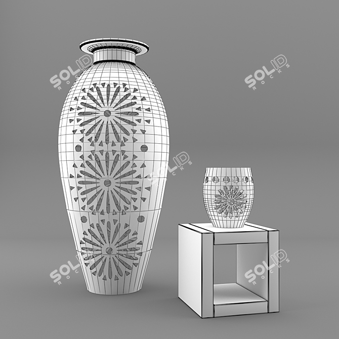 Black Mexican Vase and Cup Set 3D model image 2