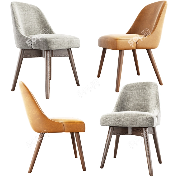 West Elm Mid-Century Dining Chair Set 3D model image 1