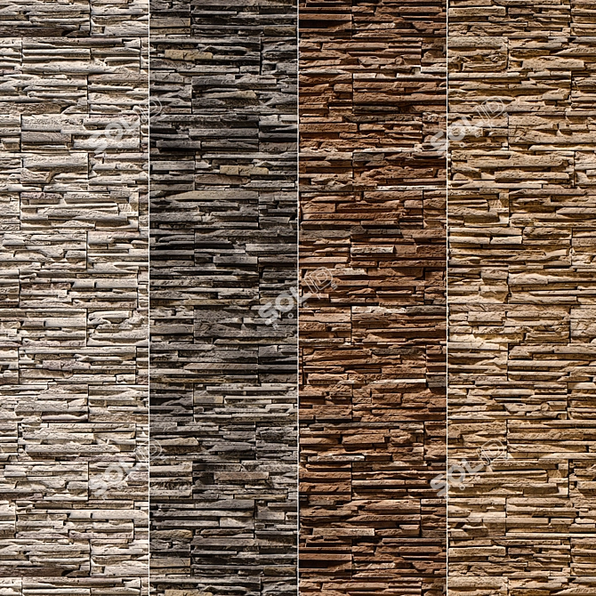 Modern Stone Walls Collection 3D model image 1