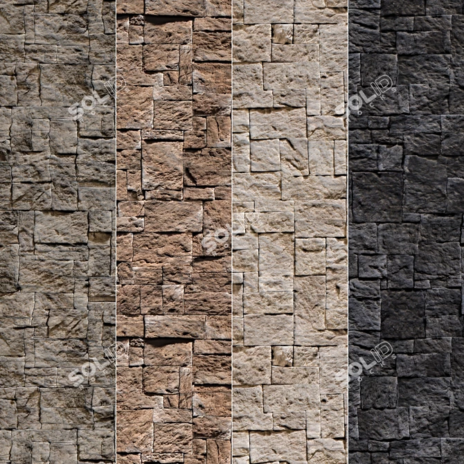 Modern Stone Walls Vray Material 3D model image 1