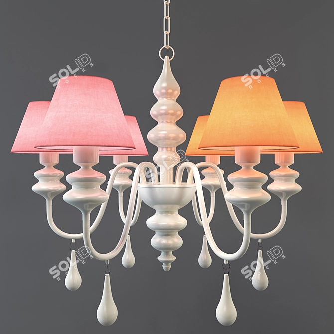 Colorful Round Chandeliers - Rose & Orange 3D model image 1