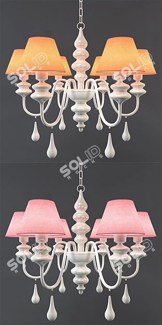 Colorful Round Chandeliers - Rose & Orange 3D model image 2