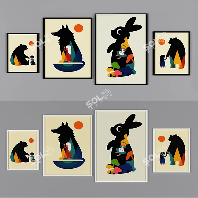 Kids Canvas Art Print Set 3D model image 1