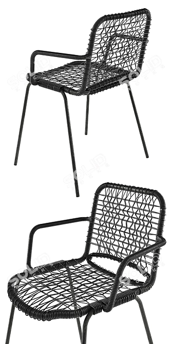 Black Knitted Chair: Stylish and Comfortable 3D model image 2