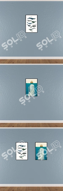 Modern Wall Art Set | 2 Paintings & 4 Frame Options 3D model image 3