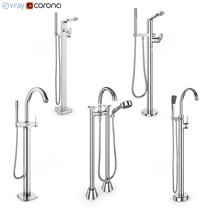 Luxury Bath Mixers Set - Ravak, Villeroy & Boch, GROHE 3D model image 1