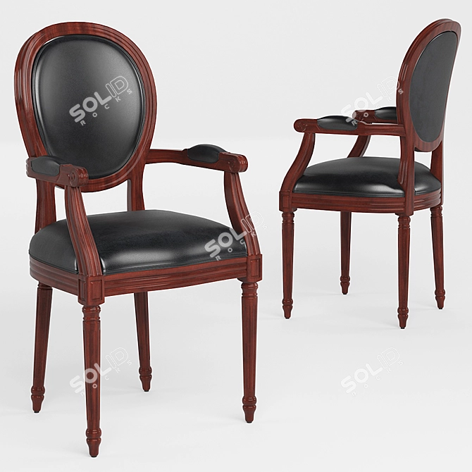 Title: French Round Soft Chair 3D model image 1