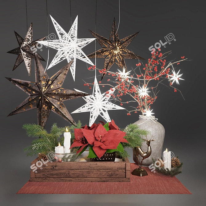 Festive Christmas Decor Set 3D model image 1