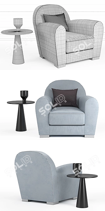 Elegant Baxter Armchair 3D model image 2