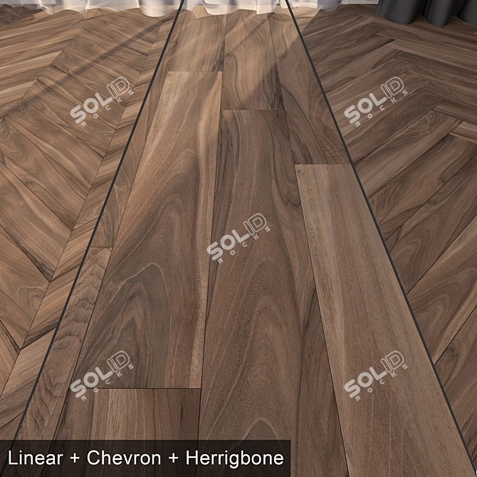 Premium Parquet Floor Set 21: Linear, Herringbone, Chevron Designs 3D model image 1