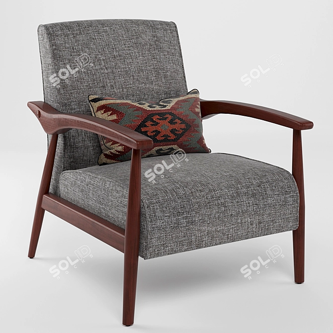 Sleek Gray Arm Chair 3D model image 1