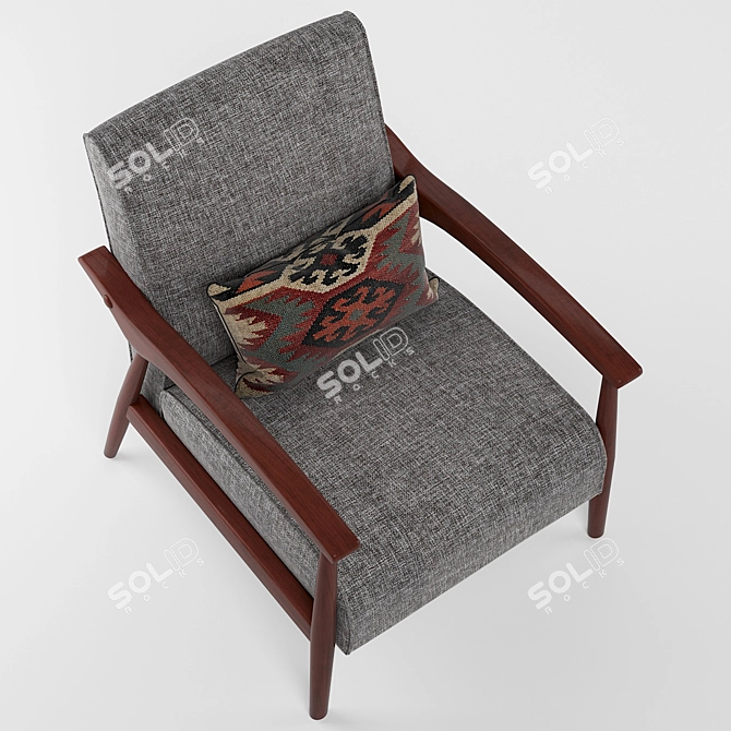 Sleek Gray Arm Chair 3D model image 3