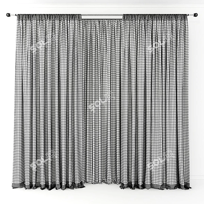 Elegant Window Drapes 3D model image 2