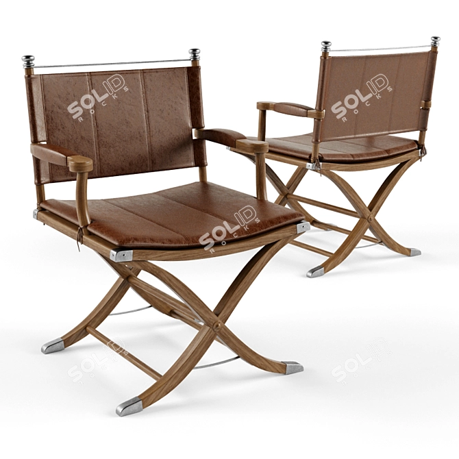 Classic Folding Director's Chair 3D model image 2