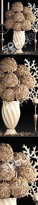 Elegant Hydrangea Dried Flower Bouquet 3D model image 2