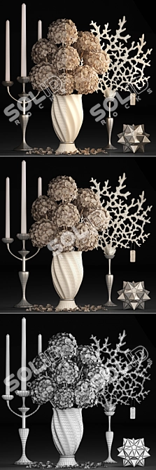 Elegant Hydrangea Dried Flower Bouquet 3D model image 3