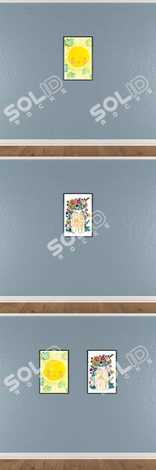 Elegant Wall Art Set: 2 Paintings, 4 Frame Options 3D model image 3