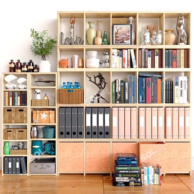Versatile Bookcase: Decor, Folder, Box, Magazine 3D model image 1