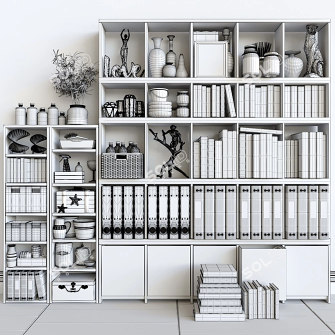 Versatile Bookcase: Decor, Folder, Box, Magazine 3D model image 2