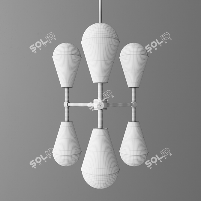 Karmic Glow: Brass & Steel Chandelier 3D model image 2