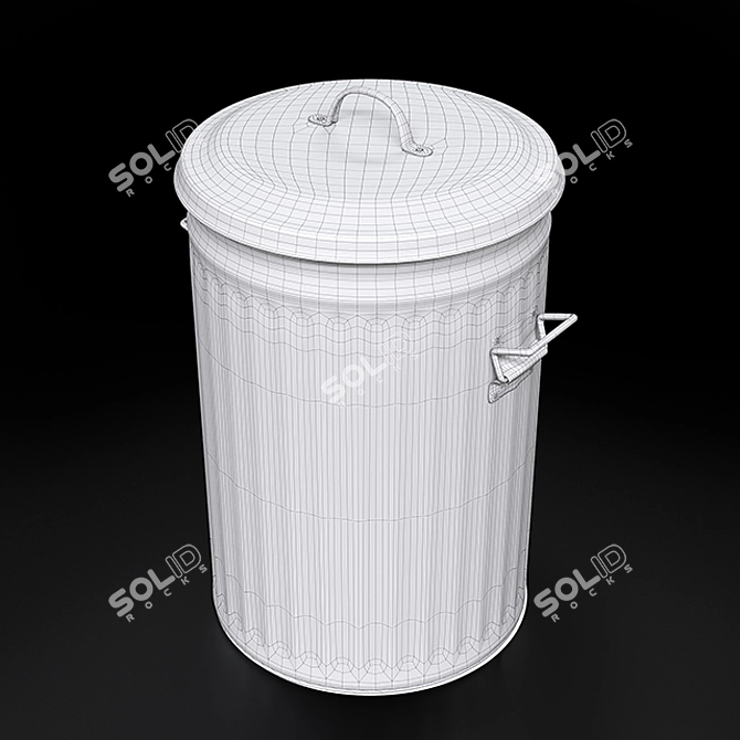 Durable Galvanized Trash Can 3D model image 3