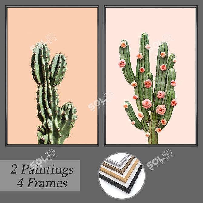 Artistic Pairing: Wall Paintings Set 3D model image 1