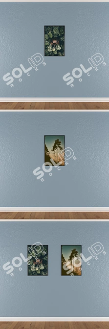 Modern Art Set: 2 Paintings, 4 Frame Options 3D model image 3