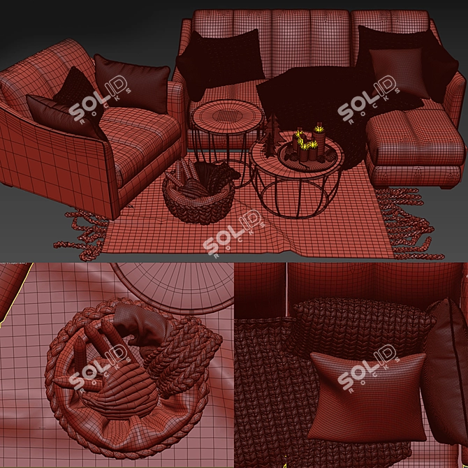 Moon 111 Corner Sofa & Tonin Casa Coffee Table 3D model image 3