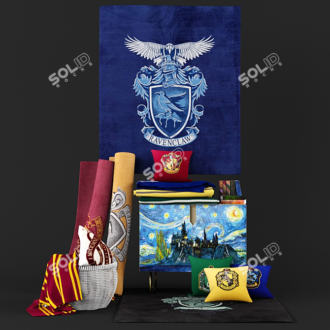 Wizarding World Decor Set | Pillows & Carpets 3D model image 1