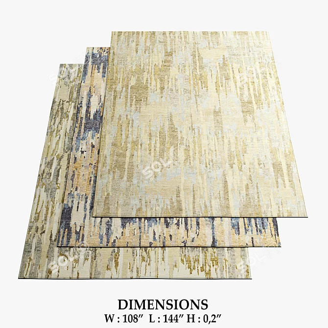 Fayette Strie Rugs: Beige, Blue, Tawny 3D model image 1