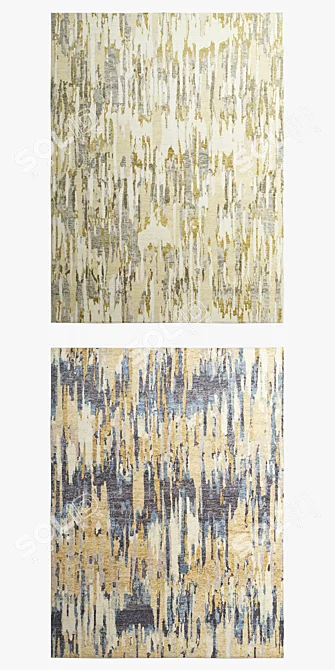 Fayette Strie Rugs: Beige, Blue, Tawny 3D model image 2