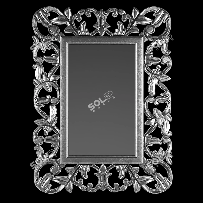 Elegant Carved Frame Mirror 3D model image 1