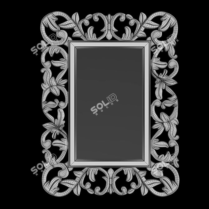 Elegant Carved Frame Mirror 3D model image 2