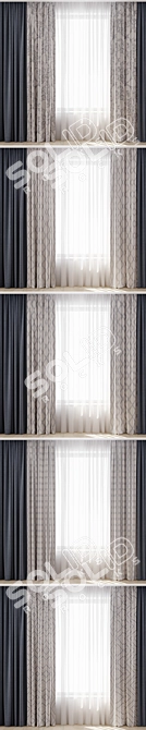 Elegant Curtain Set with 5 Design Options 3D model image 2