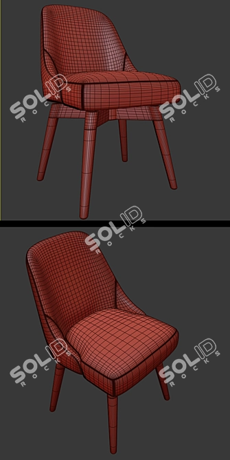 Mid-Century Swivel Office Chair Set 3D model image 3