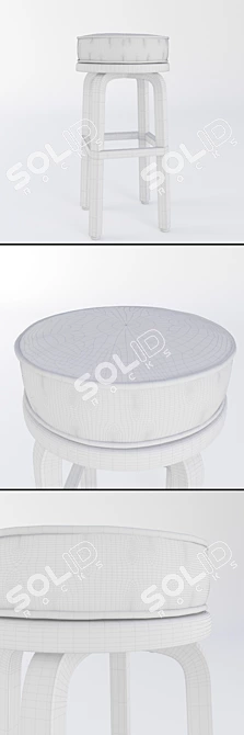 Sleek Spin Black Stool Cushion 3D model image 3