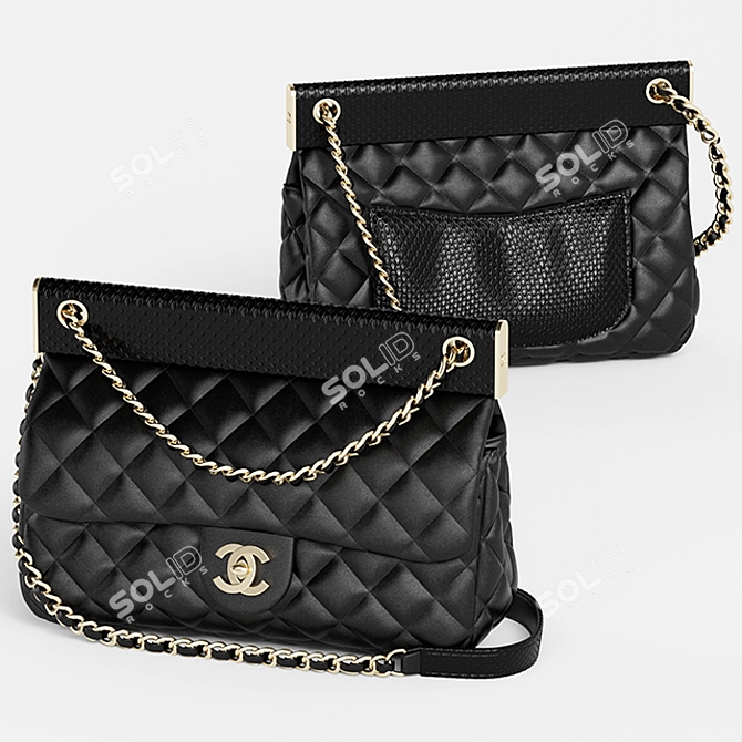 Chanel Flap Bag: Lambskin & Python 3D model image 1