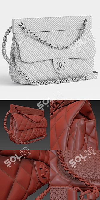 Chanel Flap Bag: Lambskin & Python 3D model image 3