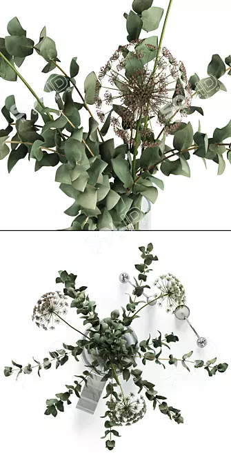 Elegant Eucalyptus and Lace Decor 3D model image 2