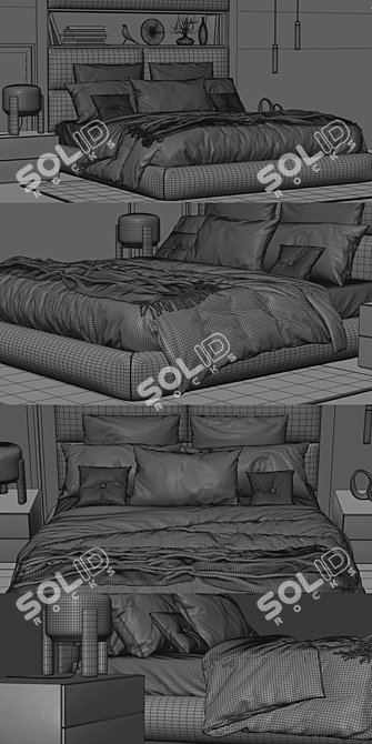 Dream Bed: Poliform Headboard Beauty 3D model image 3