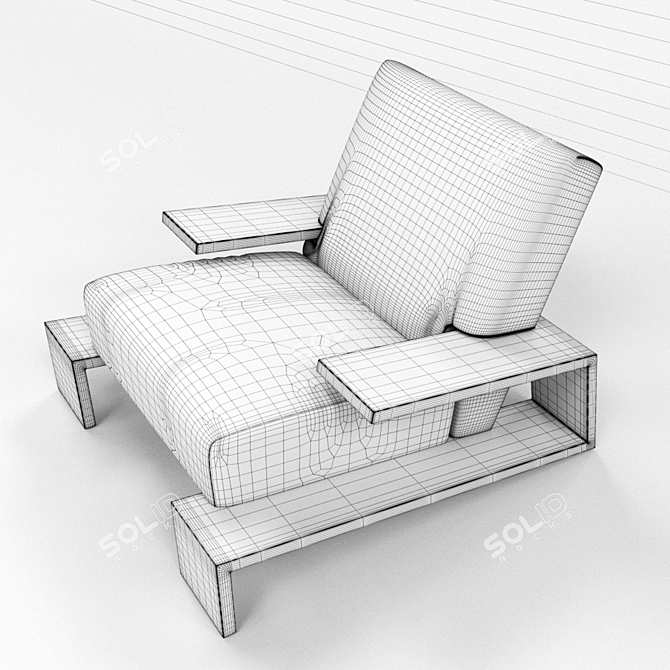 French-inspired Oak Cassel Chair – Plush Geometric Design 3D model image 3