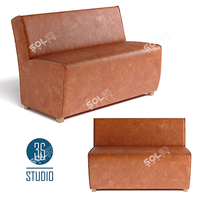 Sleek Leather Sofa: Model С637 by Studio 36 3D model image 1