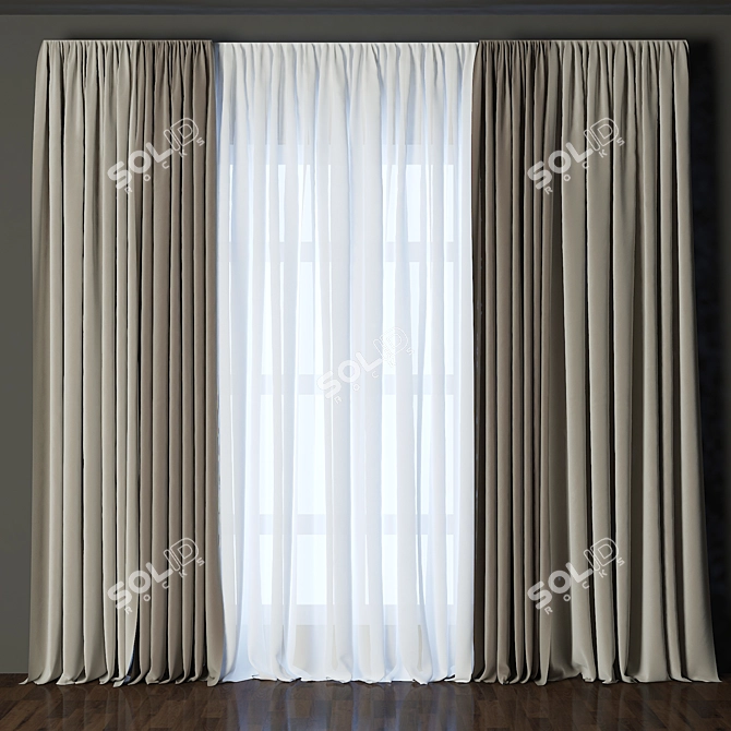 Modern V-Ray Curtain 3D Model 3D model image 1