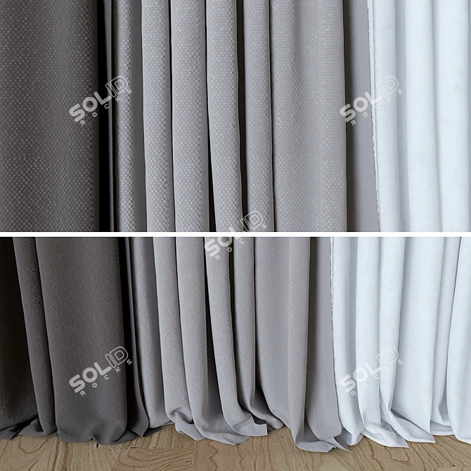 Elegant Velvet Blackout Curtain 3D model image 2