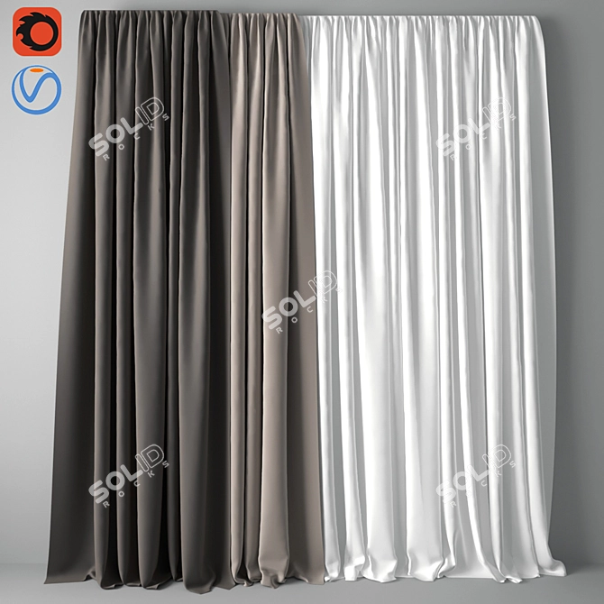 Stylish Window Curtains 3D model image 1