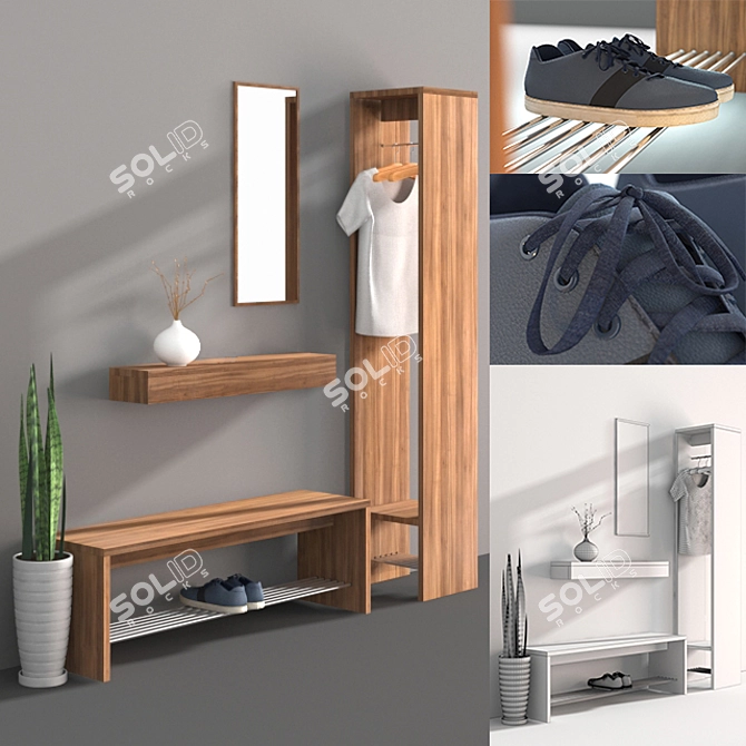 Modern Wardrobe & Shoe Storage 3D model image 1
