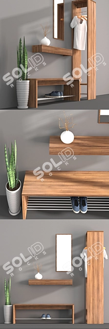 Modern Wardrobe & Shoe Storage 3D model image 3