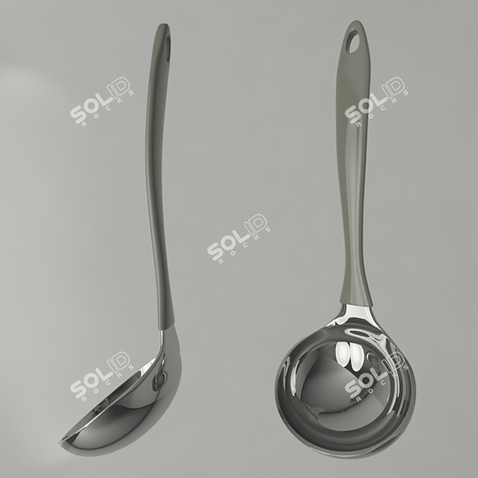 2-in-1 Kitchen Spoon: Handle and Ladle 3D model image 1