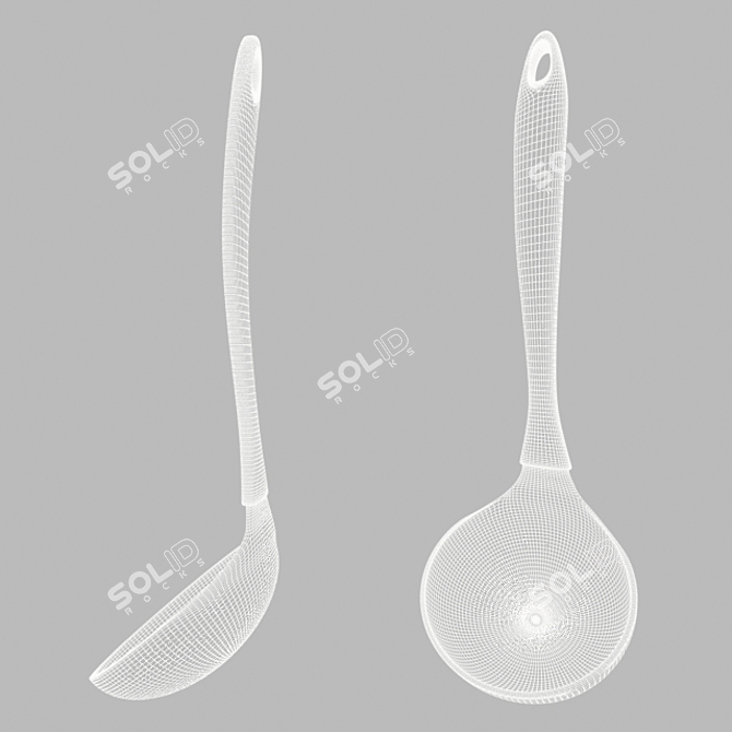 2-in-1 Kitchen Spoon: Handle and Ladle 3D model image 2